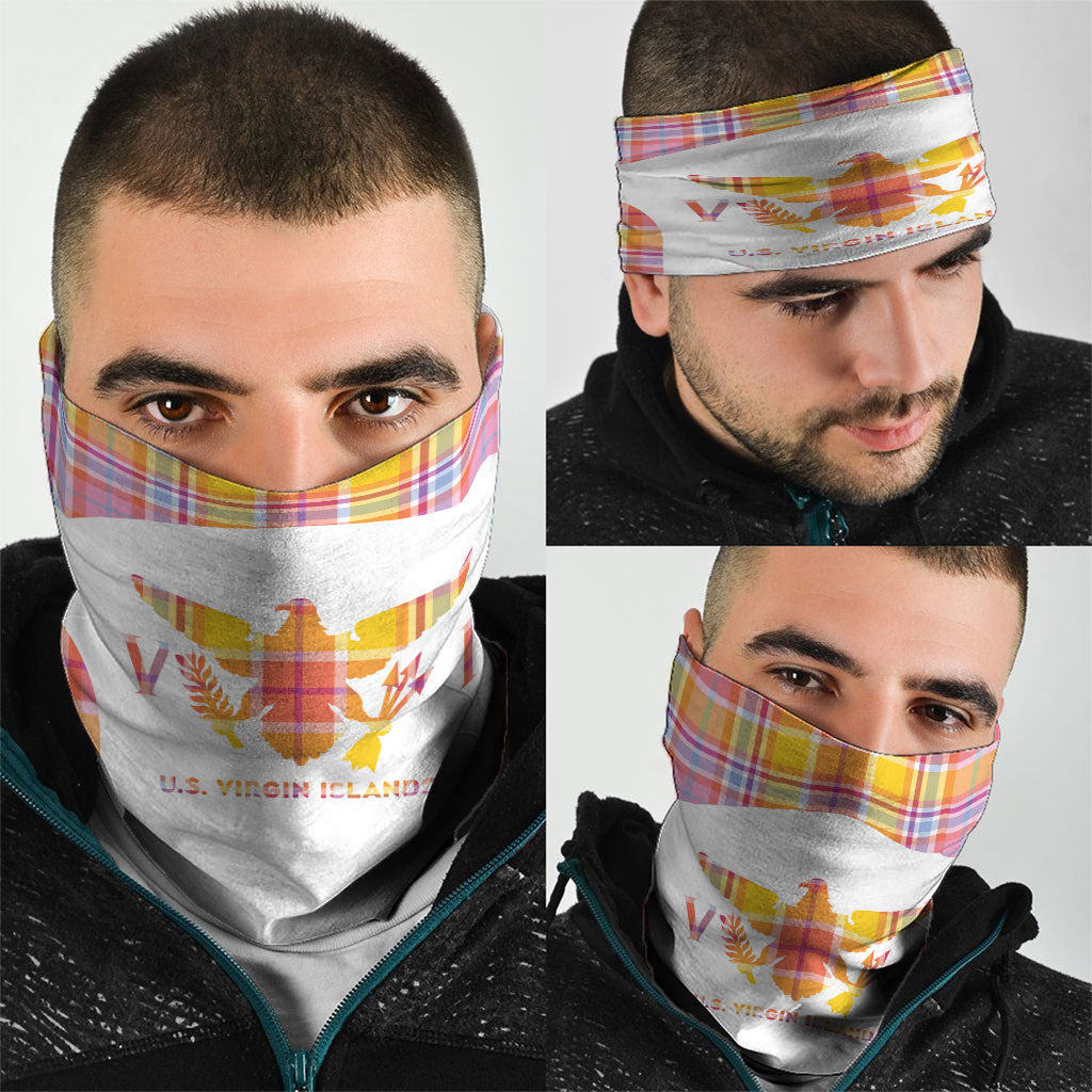 US Virgin Islands Neck Gaiter Eagle Madras Pattern