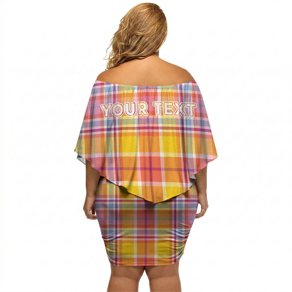 Personalized US Virgin Islands Off Shoulder Short Dress Eagle Madras Pattern