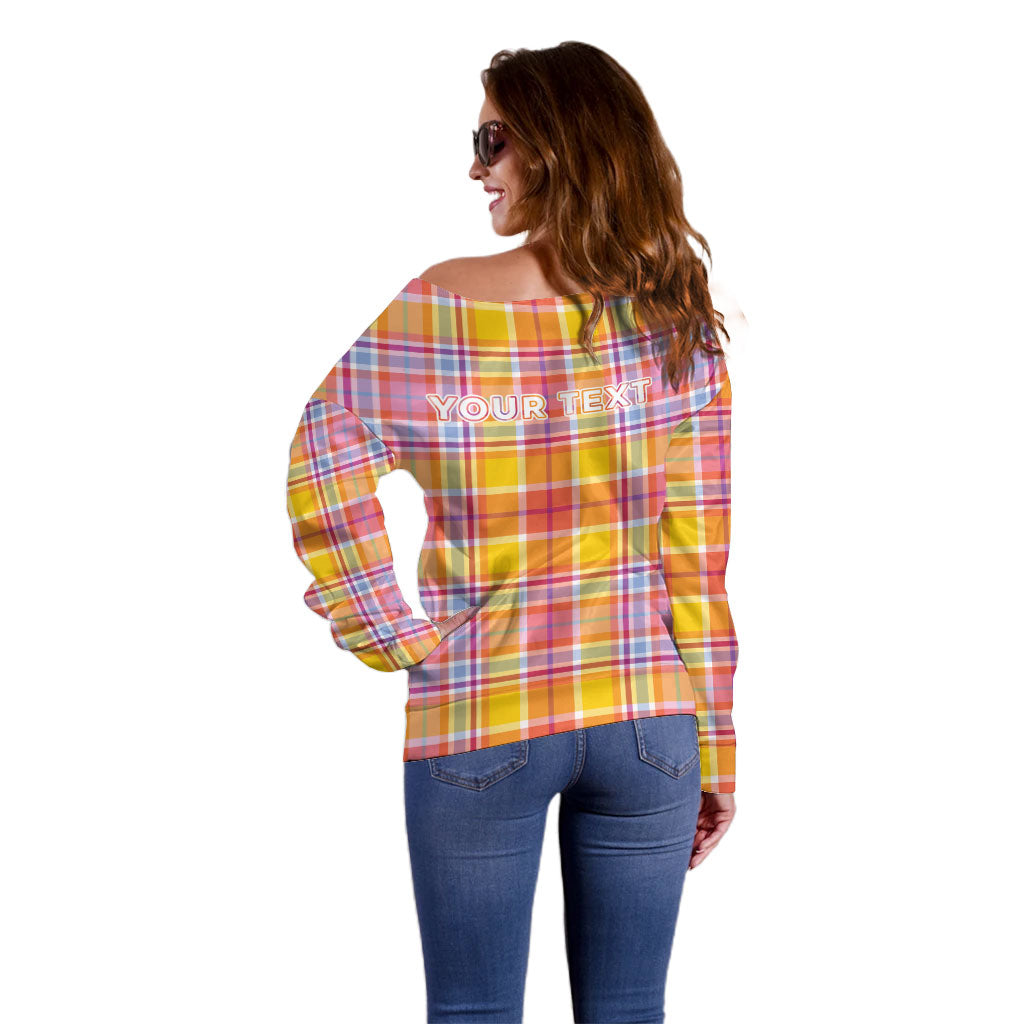 Personalized US Virgin Islands Off Shoulder Sweater Eagle Madras Pattern