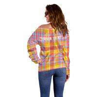 Personalized US Virgin Islands Off Shoulder Sweater Eagle Madras Pattern