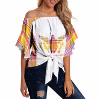 Personalized US Virgin Islands Off Shoulder Wrap Waist Top Eagle Madras Pattern