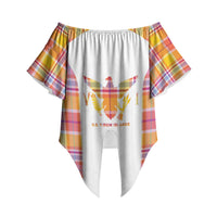 Personalized US Virgin Islands Off Shoulder Wrap Waist Top Eagle Madras Pattern