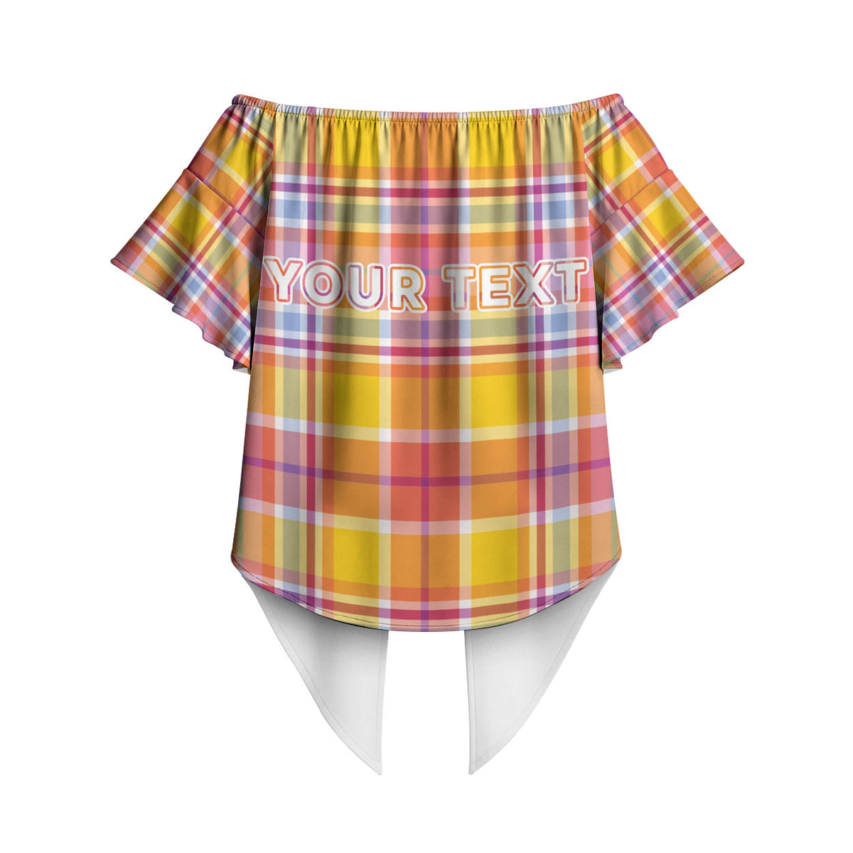 Personalized US Virgin Islands Off Shoulder Wrap Waist Top Eagle Madras Pattern