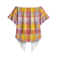 Personalized US Virgin Islands Off Shoulder Wrap Waist Top Eagle Madras Pattern