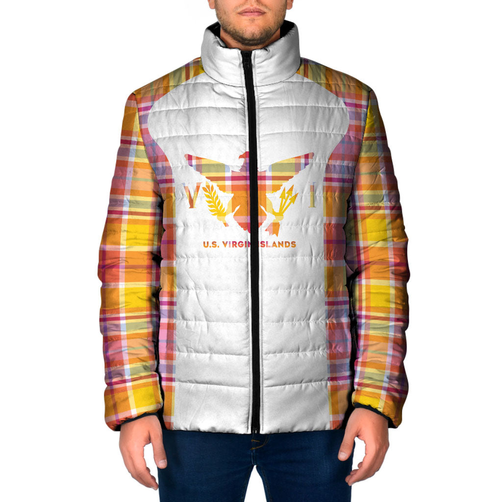 Personalized US Virgin Islands Padded Jacket Eagle Madras Pattern