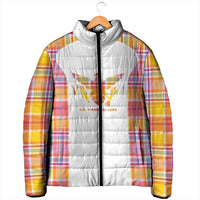 Personalized US Virgin Islands Padded Jacket Eagle Madras Pattern