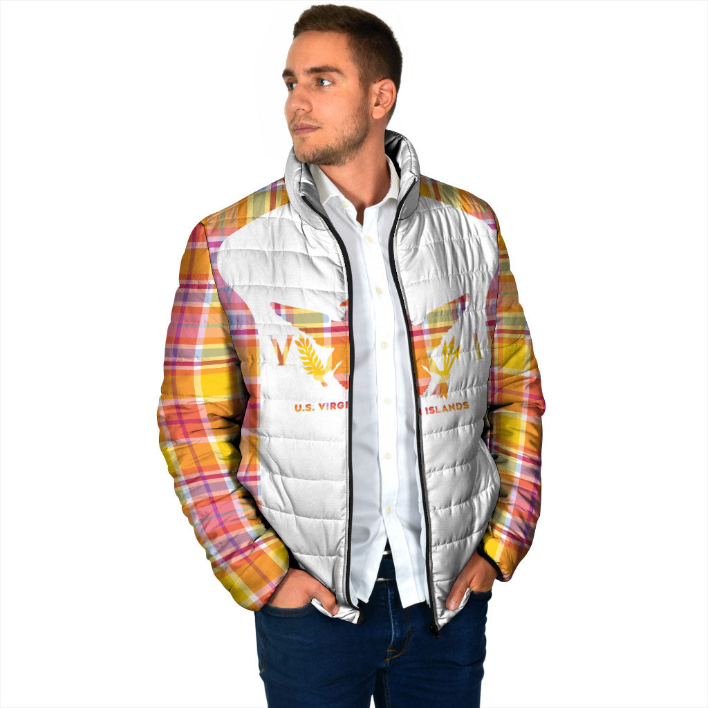 Personalized US Virgin Islands Padded Jacket Eagle Madras Pattern