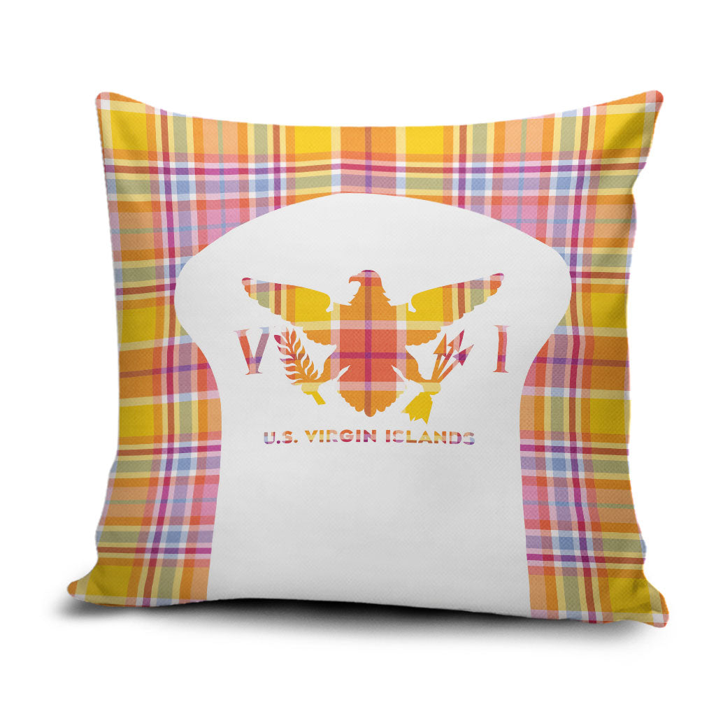 US Virgin Islands Pillow Cover Eagle Madras Pattern