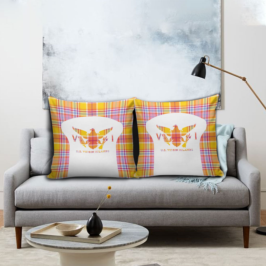 US Virgin Islands Pillow Cover Eagle Madras Pattern