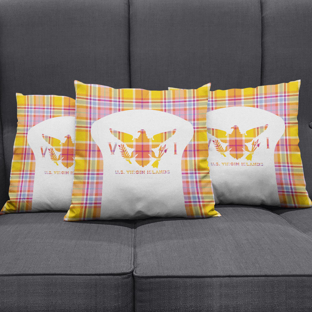US Virgin Islands Pillow Cover Eagle Madras Pattern