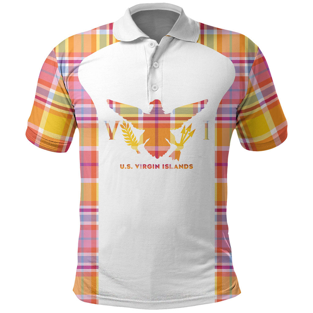 Personalized US Virgin Islands Polo Shirt Eagle Madras Pattern