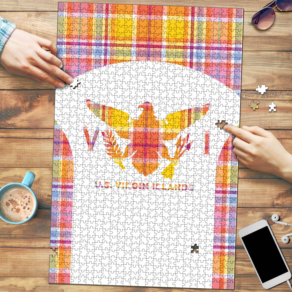 US Virgin Islands Puzzle Eagle Madras Pattern