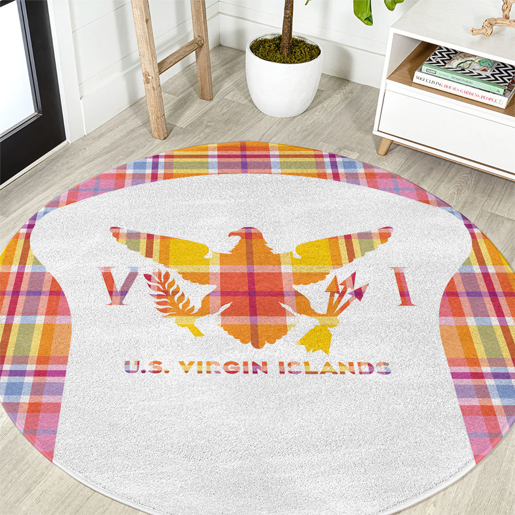 US Virgin Islands Round Carpet Eagle Madras Pattern