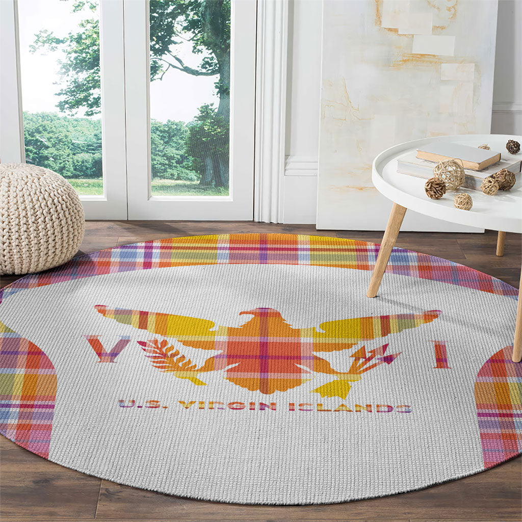 US Virgin Islands Round Carpet Eagle Madras Pattern