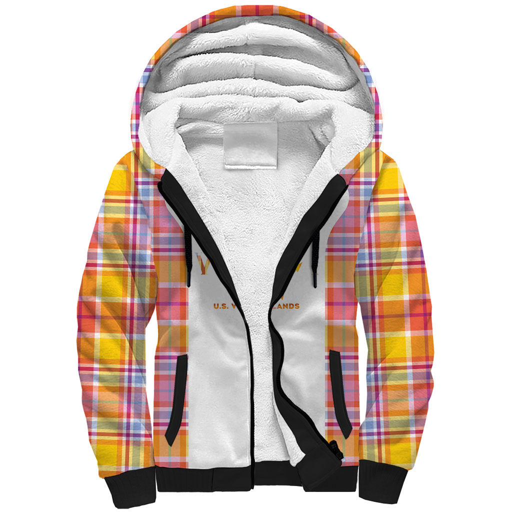 Personalized US Virgin Islands Sherpa Hoodie Eagle Madras Pattern