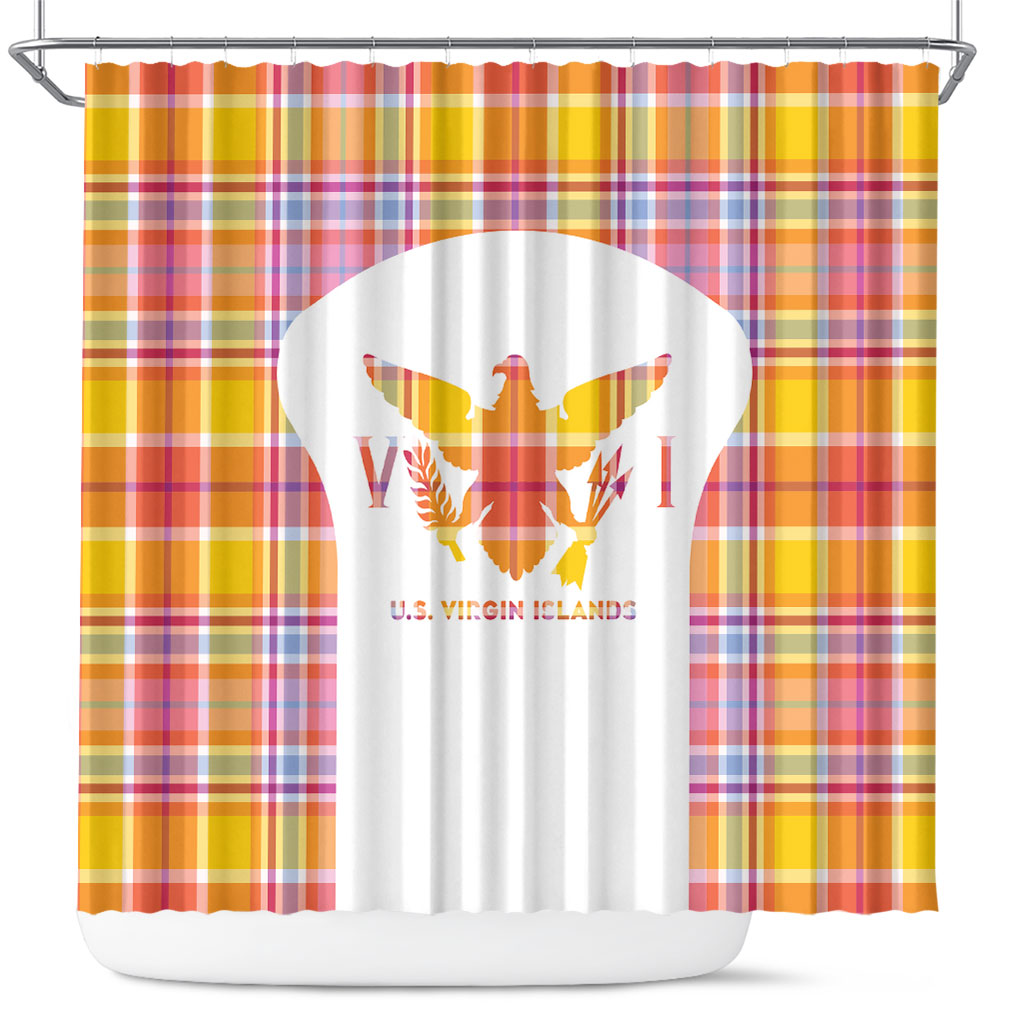 US Virgin Islands Shower Curtain Eagle Madras Pattern