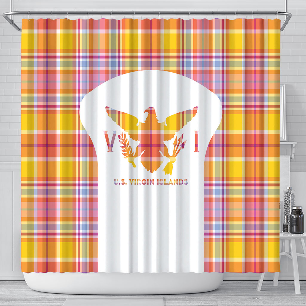 US Virgin Islands Shower Curtain Eagle Madras Pattern