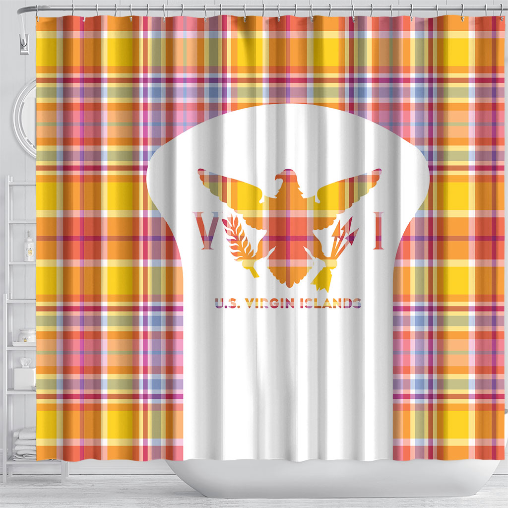 US Virgin Islands Shower Curtain Eagle Madras Pattern