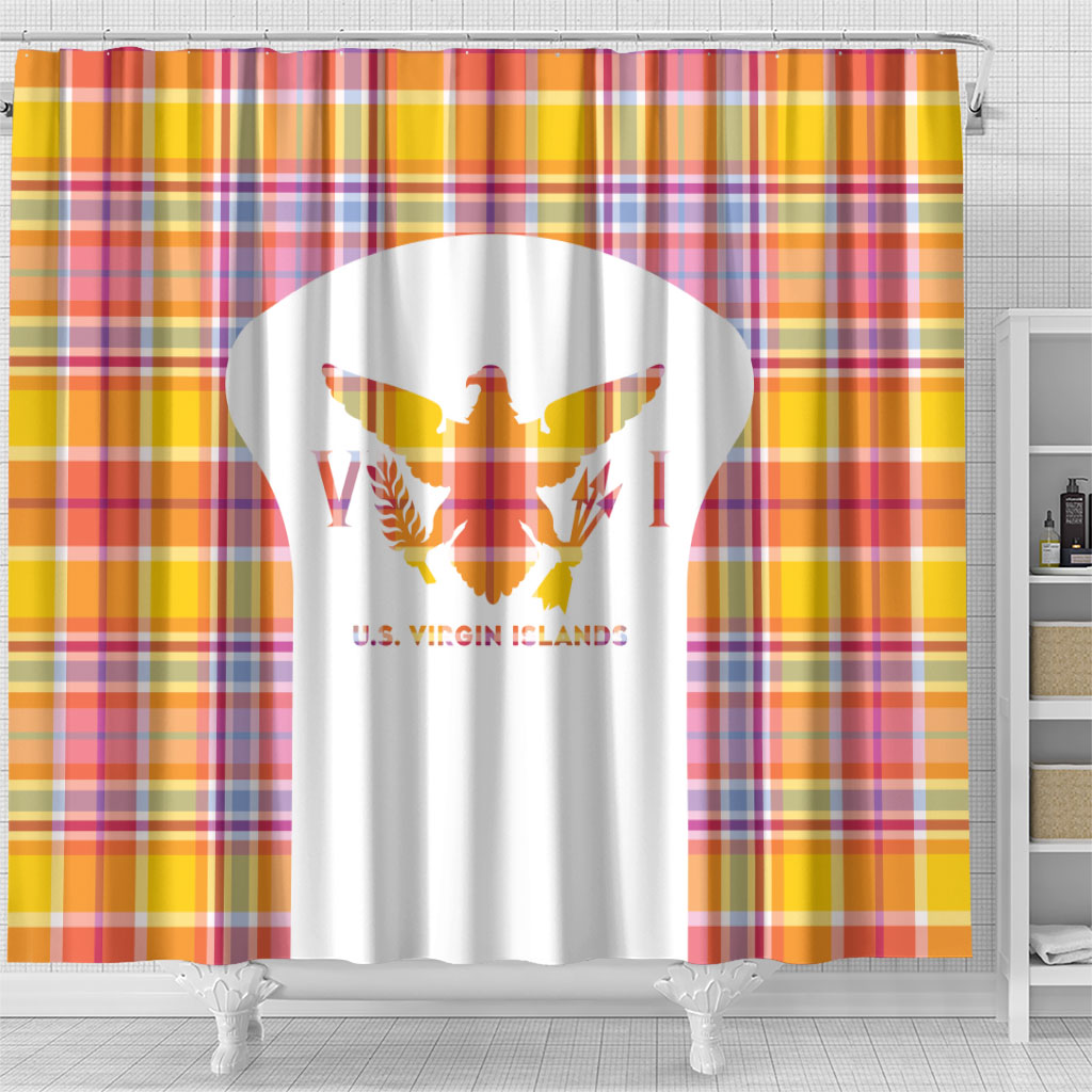 US Virgin Islands Shower Curtain Eagle Madras Pattern