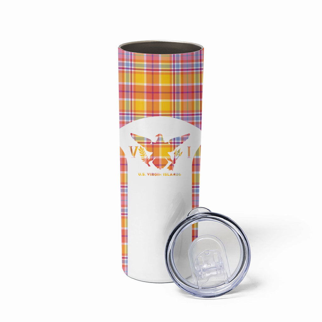 Personalized US Virgin Islands Skinny Tumbler Eagle Madras Pattern