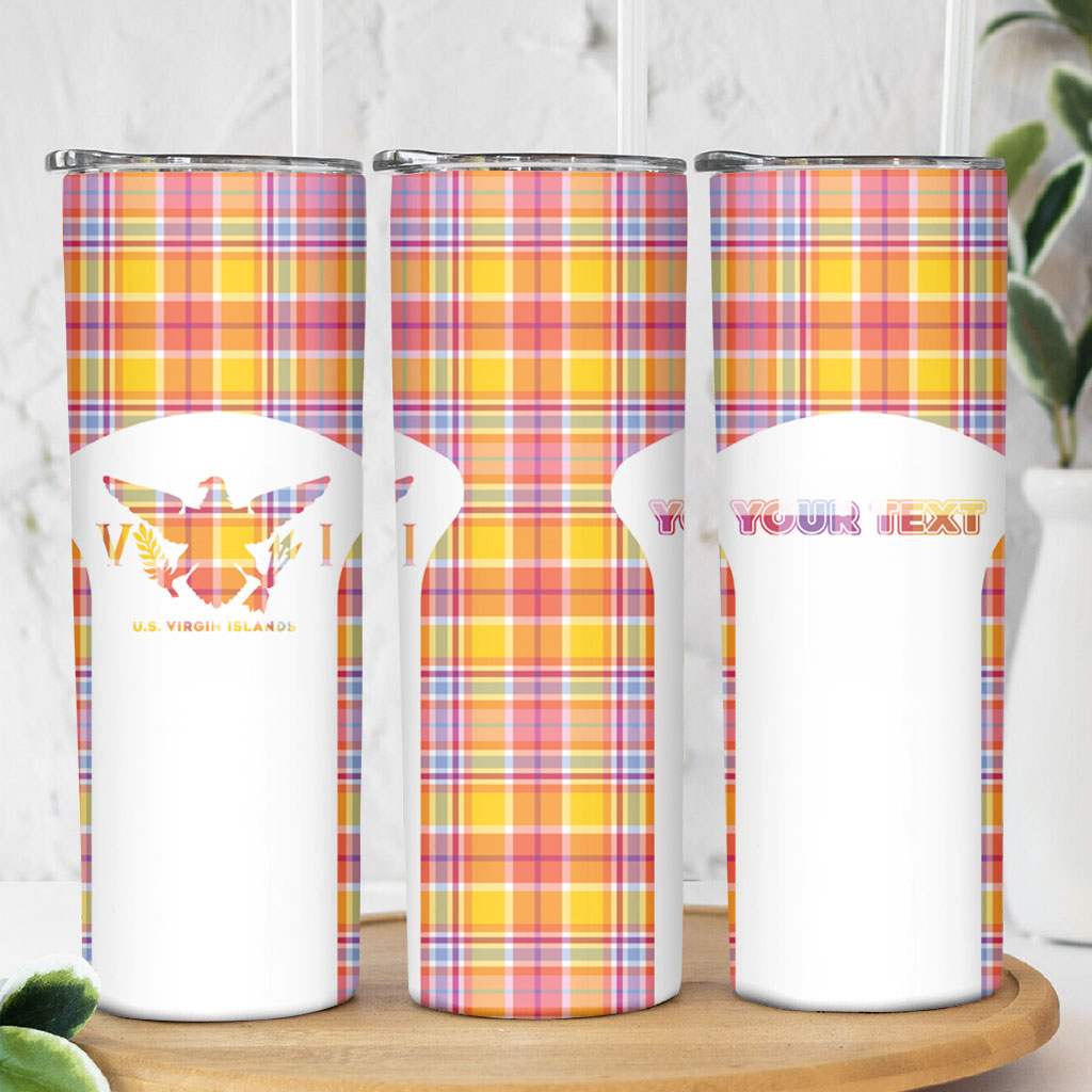 Personalized US Virgin Islands Skinny Tumbler Eagle Madras Pattern