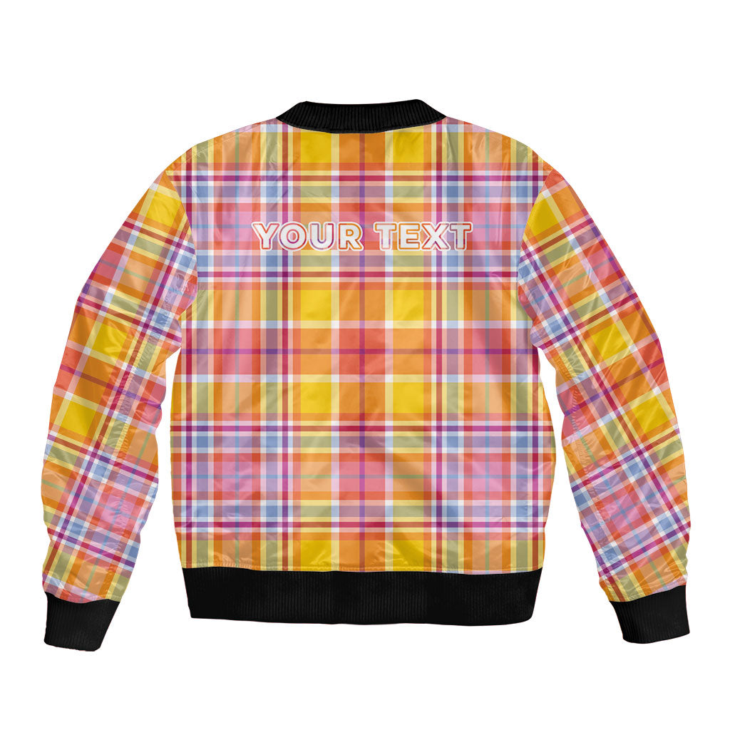 Personalized US Virgin Islands Sleeve Zip Bomber Jacket Eagle Madras Pattern