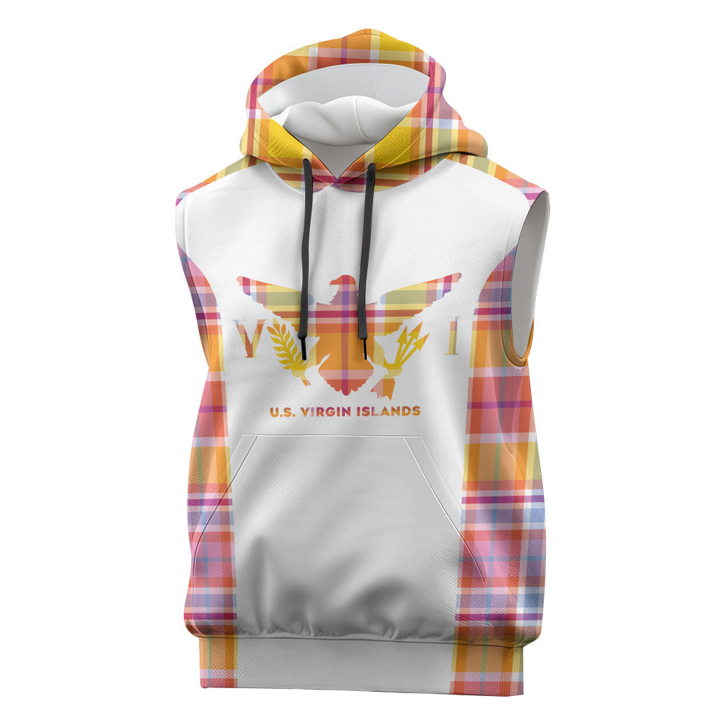 Personalized US Virgin Islands Sleeveless Hoodie Eagle Madras Pattern