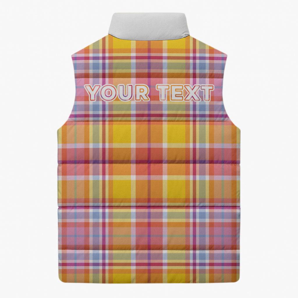 Personalized US Virgin Islands Sleeveless Puffer Jacket Eagle Madras Pattern