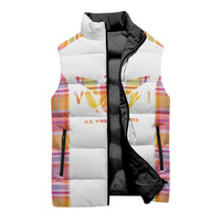 Personalized US Virgin Islands Sleeveless Puffer Jacket Eagle Madras Pattern