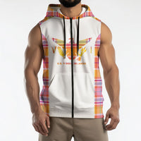 Personalized US Virgin Islands Sleeveless Zip Hoodie Eagle Madras Pattern