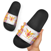 US Virgin Islands Slide Sandals Eagle Madras Pattern