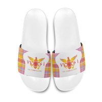 US Virgin Islands Slide Sandals Eagle Madras Pattern