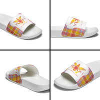 US Virgin Islands Slide Sandals Eagle Madras Pattern