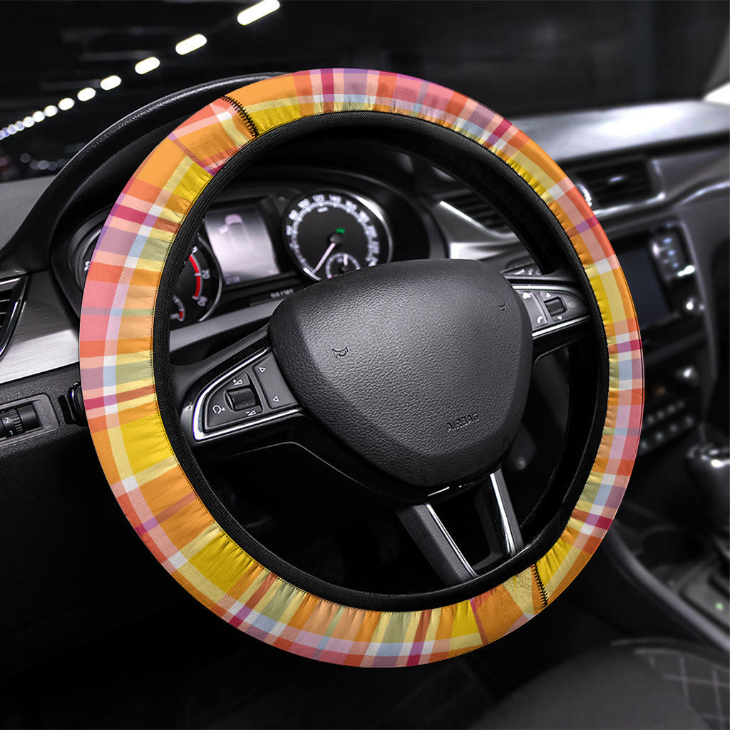 US Virgin Islands Steering Wheel Cover Eagle Madras Pattern
