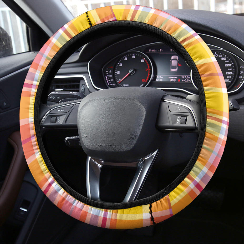 US Virgin Islands Steering Wheel Cover Eagle Madras Pattern