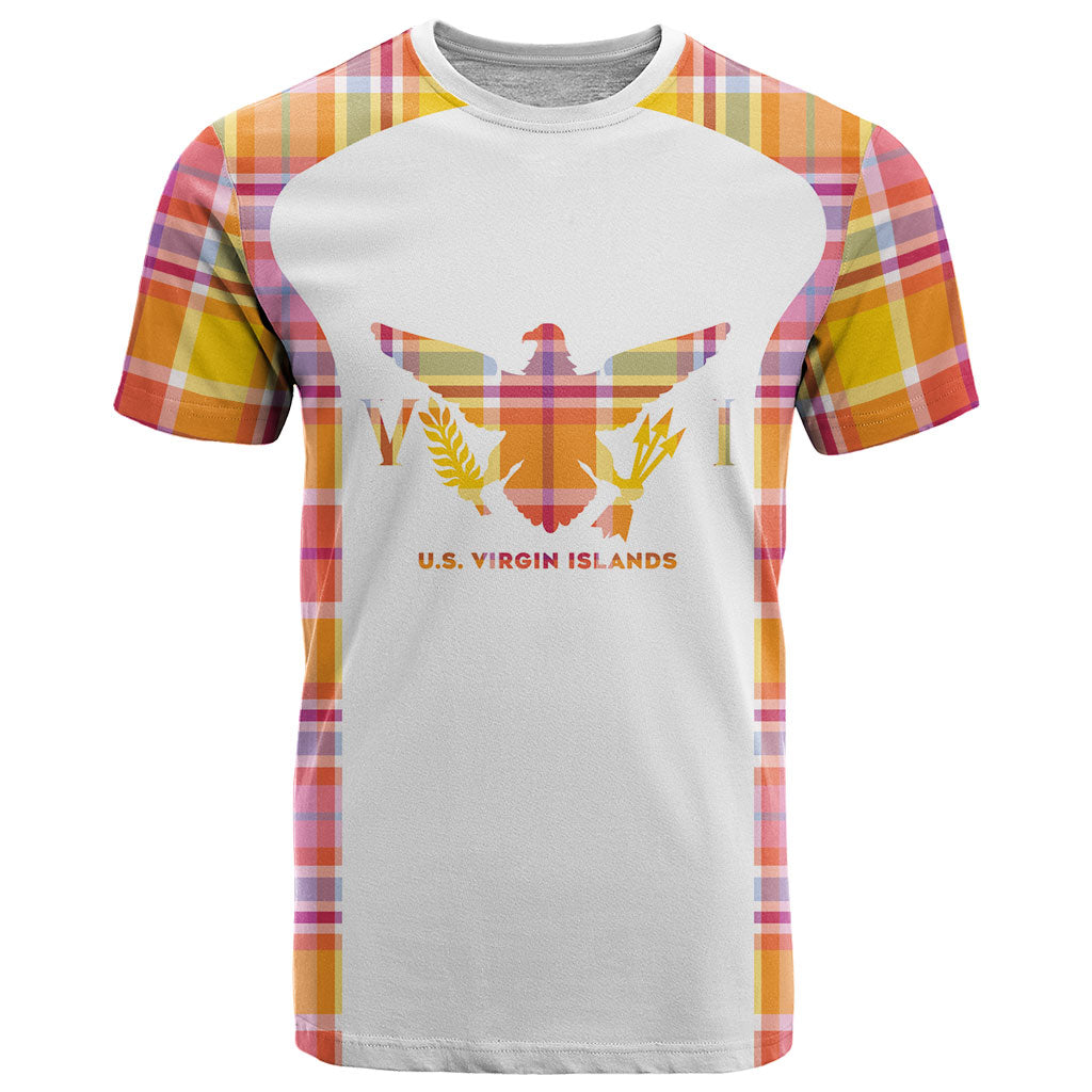 Personalized US Virgin Islands T Shirt Eagle Madras Pattern