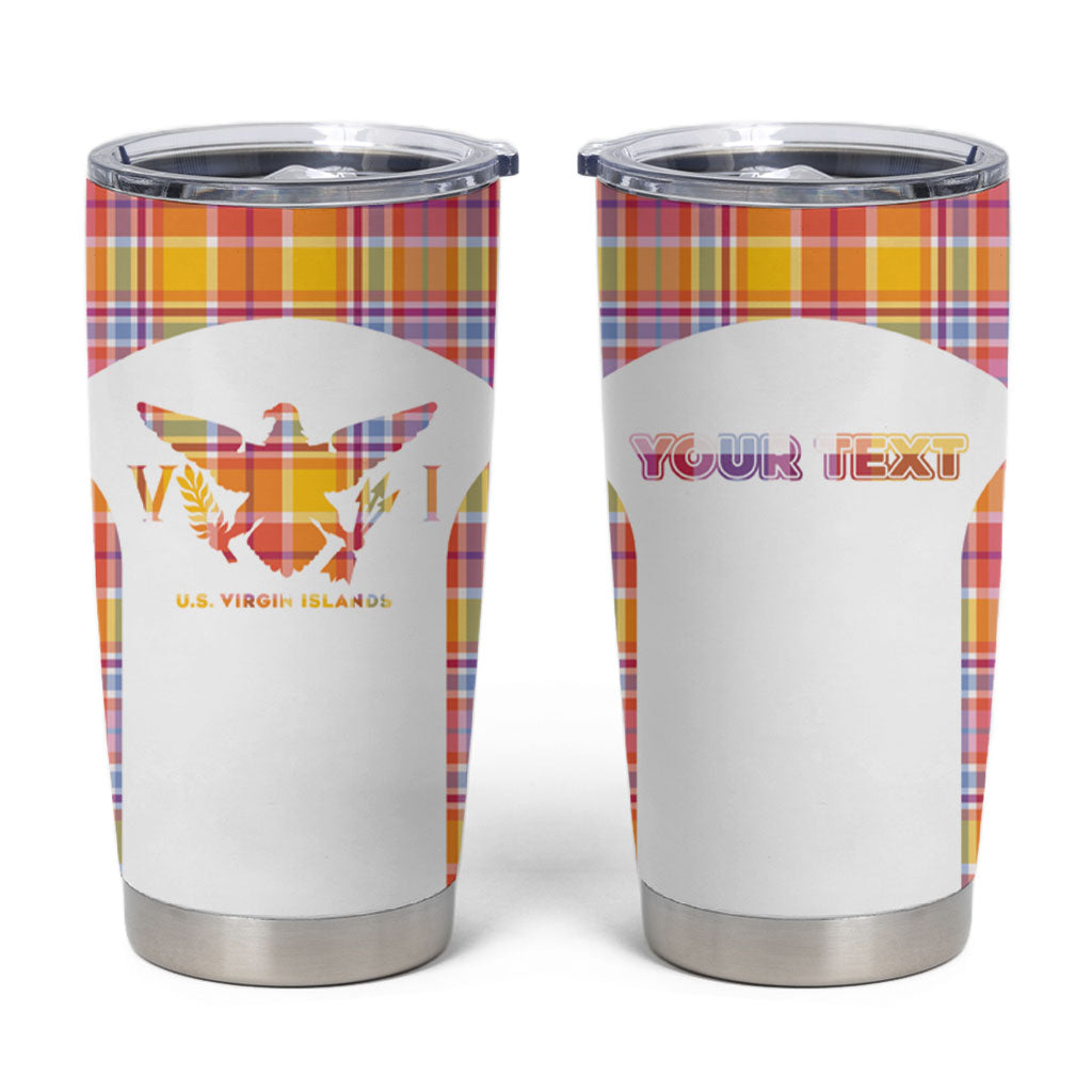 Personalized US Virgin Islands Tumbler Cup Eagle Madras Pattern