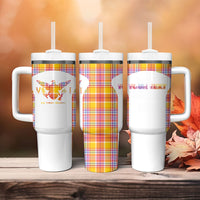 Personalized US Virgin Islands Tumbler With Handle Eagle Madras Pattern