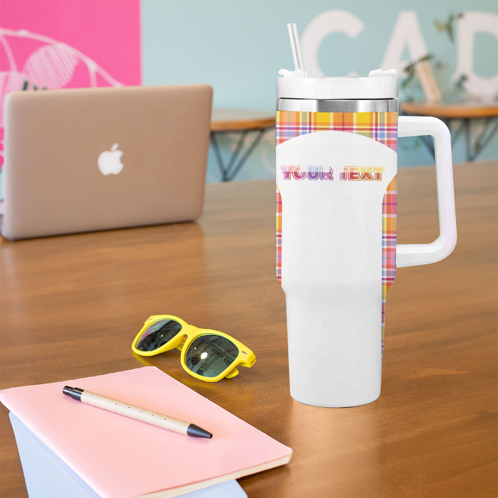 Personalized US Virgin Islands Tumbler With Handle Eagle Madras Pattern