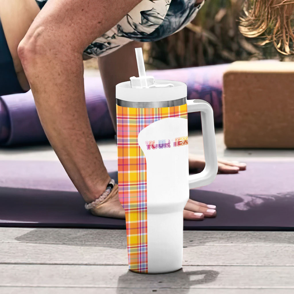 Personalized US Virgin Islands Tumbler With Handle Eagle Madras Pattern