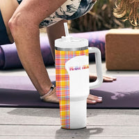 Personalized US Virgin Islands Tumbler With Handle Eagle Madras Pattern