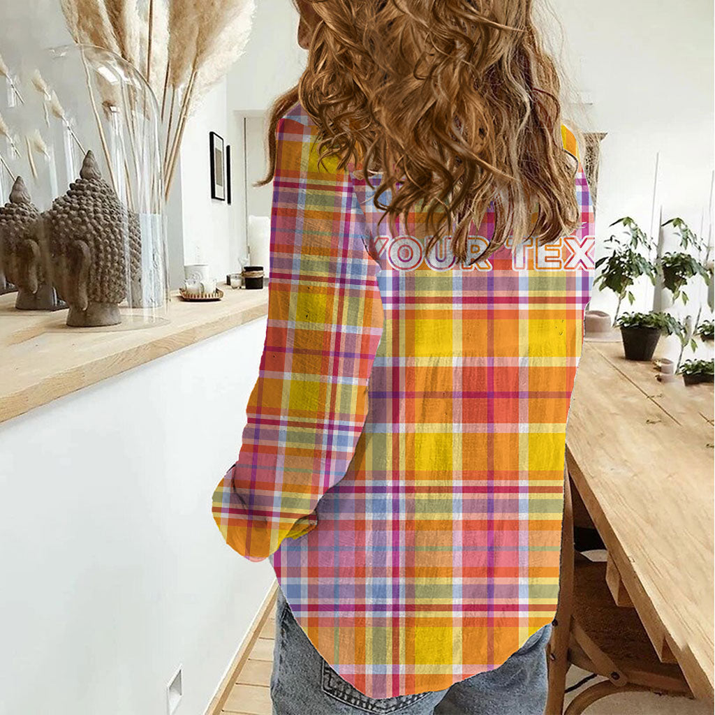 Personalized US Virgin Islands Women Casual Shirt Eagle Madras Pattern