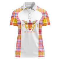Personalized US Virgin Islands Women Polo Shirt Eagle Madras Pattern