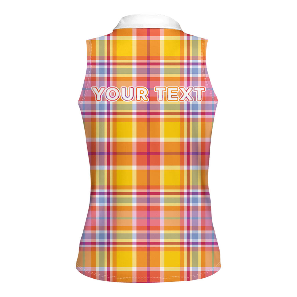 Personalized US Virgin Islands Women Sleeveless Polo Shirt Eagle Madras Pattern