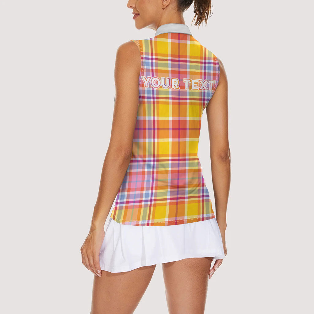 Personalized US Virgin Islands Women Sleeveless Polo Shirt Eagle Madras Pattern