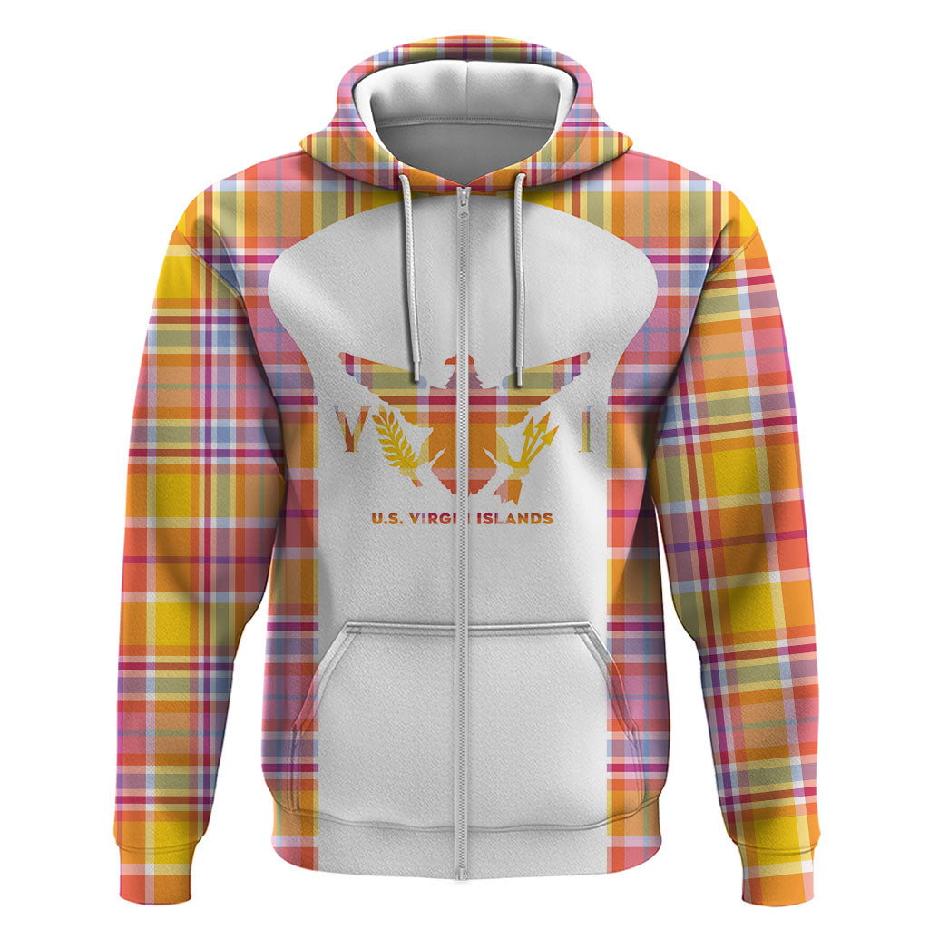 Personalized US Virgin Islands Zip Hoodie Eagle Madras Pattern
