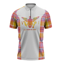 Personalized US Virgin Islands Zipper Polo Shirt Eagle Madras Pattern