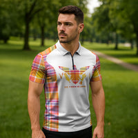 Personalized US Virgin Islands Zipper Polo Shirt Eagle Madras Pattern