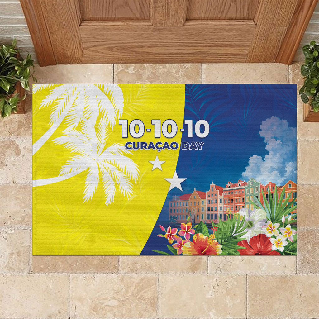 Curacao Day Rubber Doormat One People One Heart