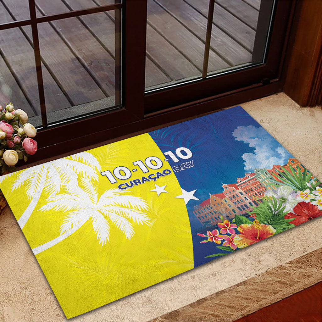 Curacao Day Rubber Doormat One People One Heart